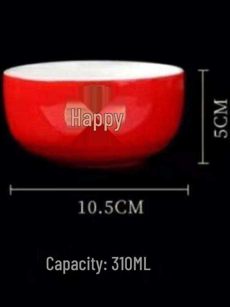 Double Happiness Red Wedding Bowl Set - Dowry and Dumpling Pair with Character Design
