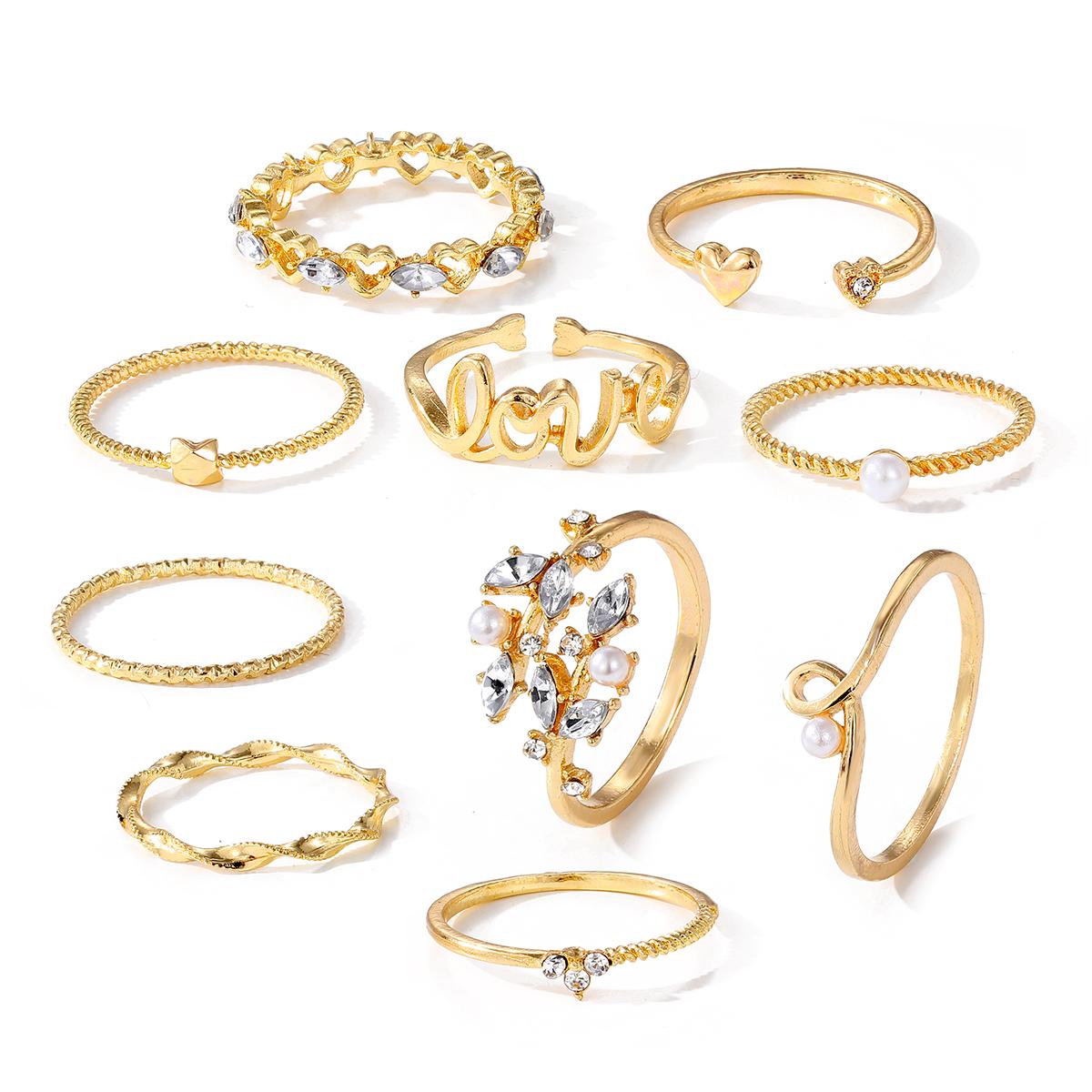 

2023 10 шт. кольцо в подарок с бабочкой и бриллиантами, набор из 10 шт. подарок подруге, драгоценный камень, геометрические формы, женские украшения, корейские золотой