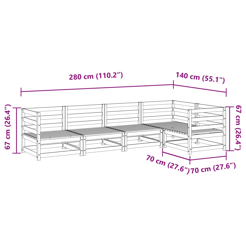5 Piece Garden Sofa Set Pressure Treated Pine Wood
