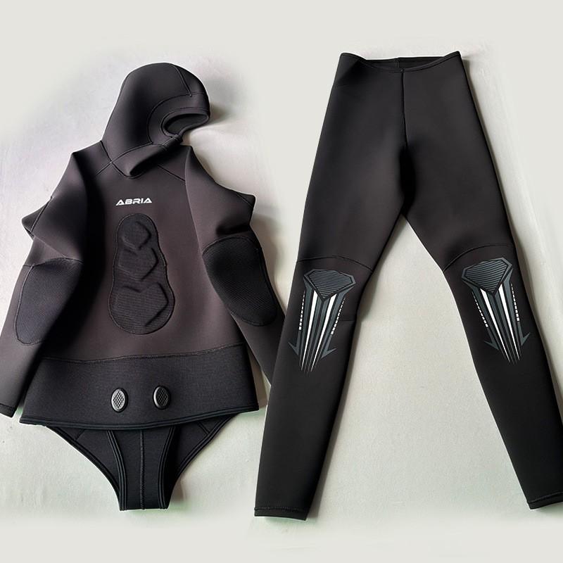 5mm Open Cell Wetsuit Men Semi-Dry Dive Suit Snorkeling Spearfishing Two-Piece Set Korean Neoprene Small