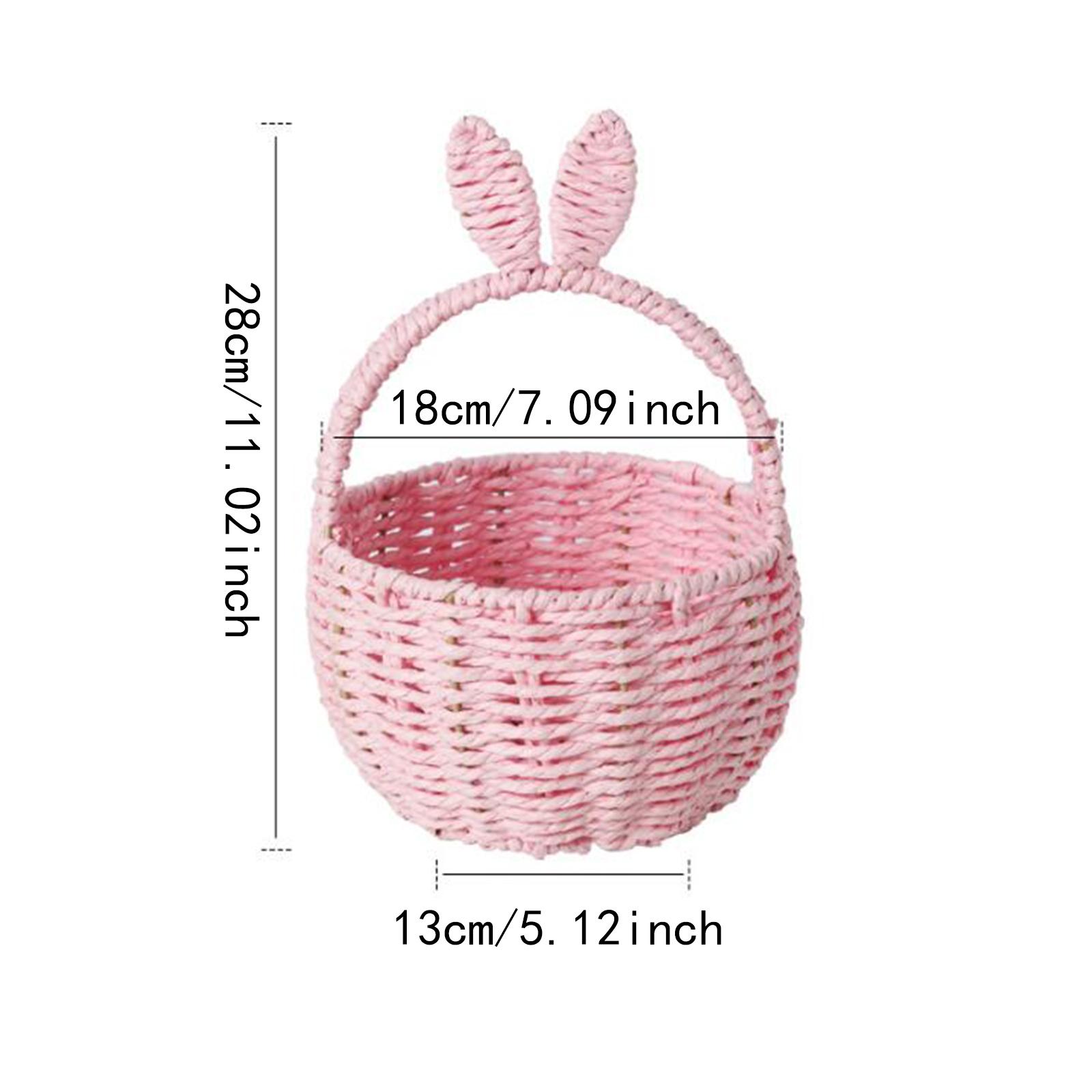 

Adorable Bunny Ears Woven Basket for Easter Gifts for Picnic Wedding Party Candy Flower Basket Empty Snacks Basket Decor розовый