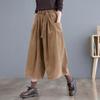 Pantaloni Donna Casual Monocolore Gamba Larga Autunno Tasche Grandi Vintage Vita Elastica Pantaloni Larghi Taglie Forti
