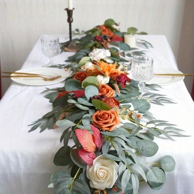 1Pc Outdoor Wedding Simulation 70.87 Inch Rose Rattan Table Flower for Outdoor Courtyard Patio Garden Home Wedding Party Decoration