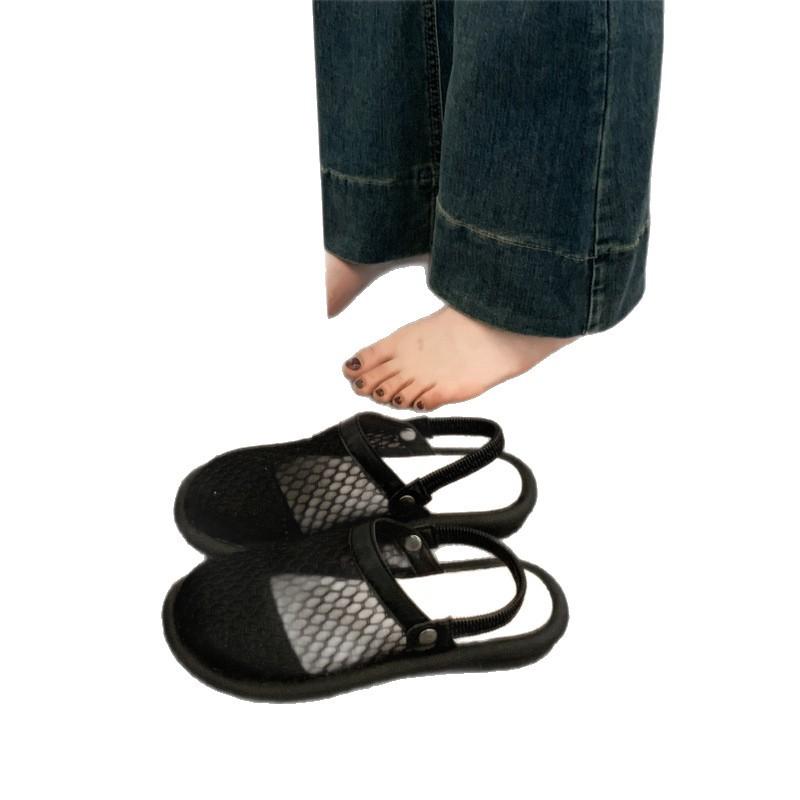 Sandals Women's Summer Outer Wear 2025 New High-end Mesh Hollow Two Wear Hole Shoes One Pedal Bag Head Half Slippers