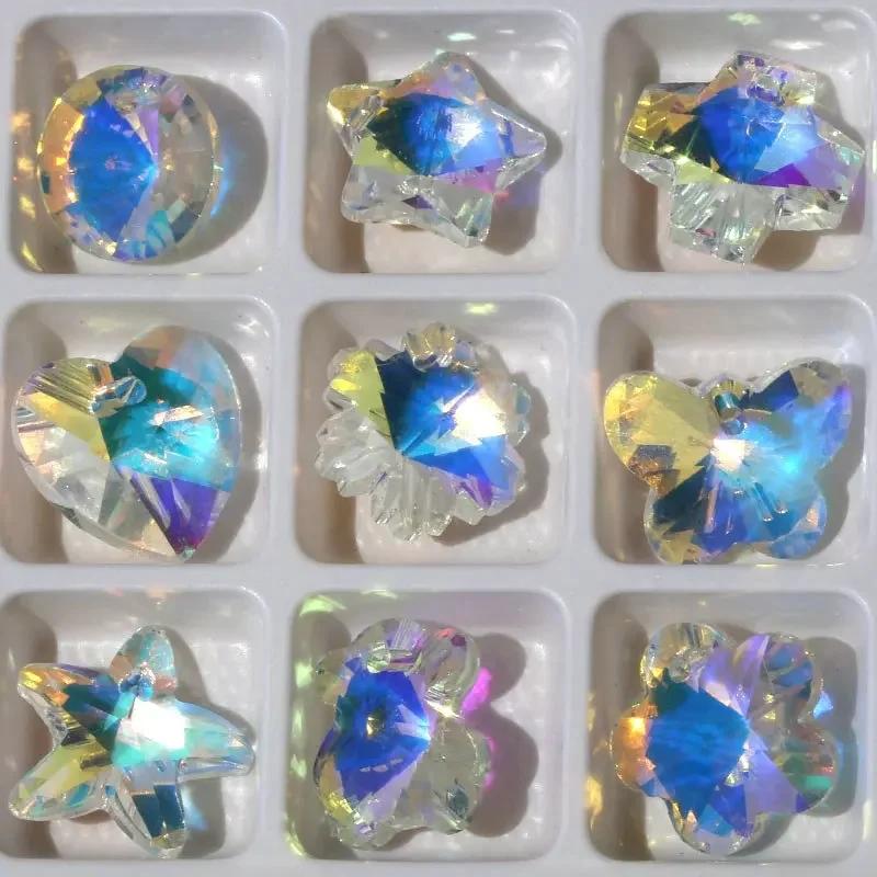 14mm AB Color Crystal Pendant Glass Beads Heart/Star/Bear Charms Beads for Jewelry Making Necklaces Earrings DIY Bracelets