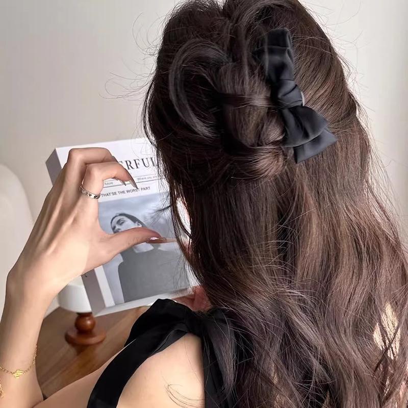 Women'S Bow U-Shaped Hair Clip Suitable For Girl Daily Wear Accessory Elegant Black Boutique Hairpin Hair Accessory