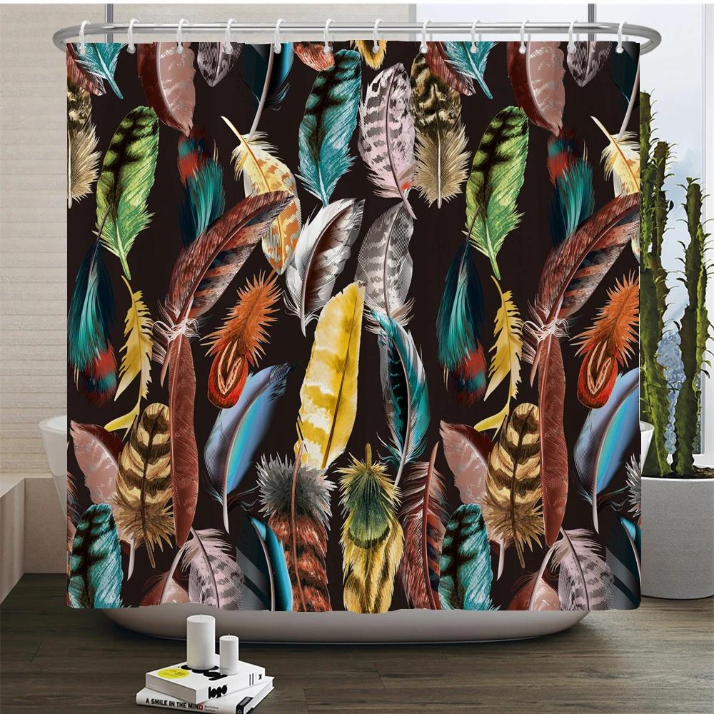 Elegant Flowers Shower Curtain 180x180cm Floral Shower Curtain Polyester Bath Curtain Bathroom Decor Machine Washable With Hooks