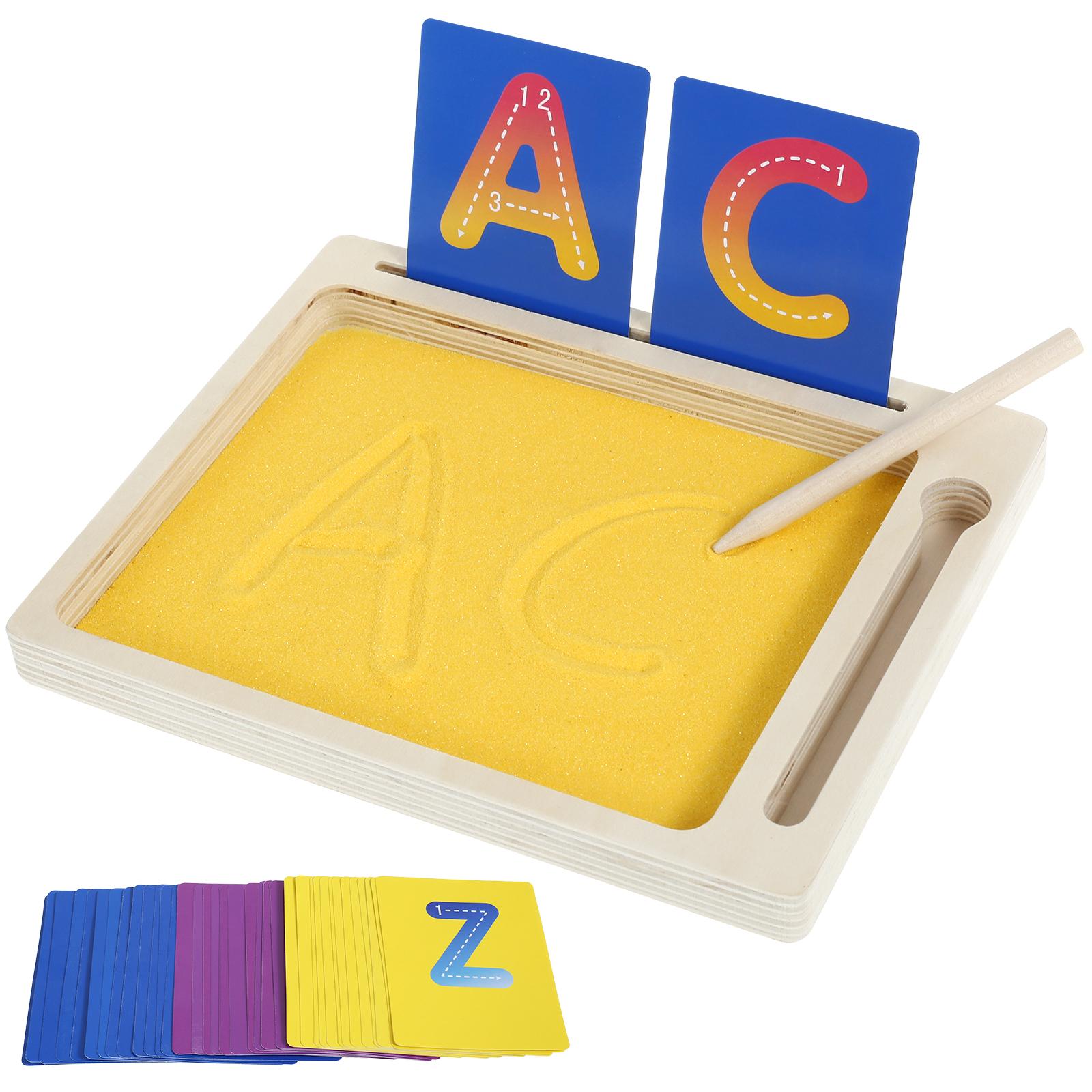 

1/2 шт. Деревянный Монтессори песочный поднос с деревянной палочкой для написания букв и цифр, развивающие игрушки, подарки, игра для вечеринки