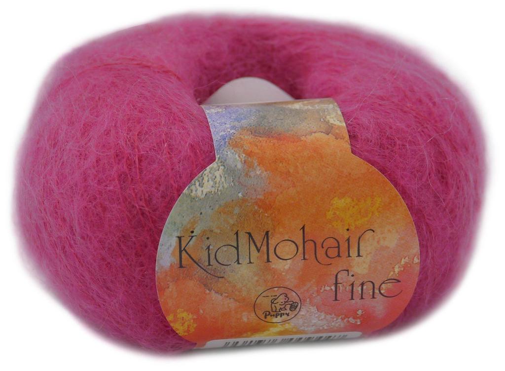 Puppy Kid Mohair Fine Extra Set of 10000009 Yarn, Fine, 44, Pink, 25g, Approx. 225m, 10,