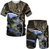 Fishing Camouflage 3D Print T-Shirts Shorts 2-Piece Sets Men's Suits Casual Tracksuits Streetwear Oversized Outfit Man Clothing