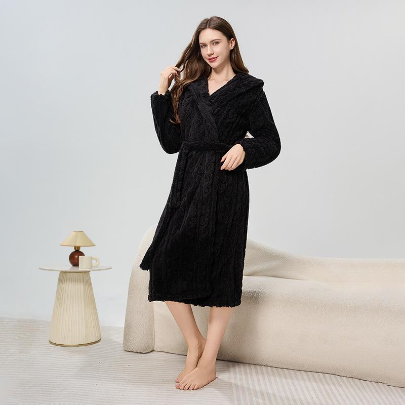 Men's Winter Hooded Robe Plush Long Bath Robes with Hood Cozy Warm Bathrobe Fuzzy Spa Robe With Pockets House Coat Fluffy Fleece Robes for Men