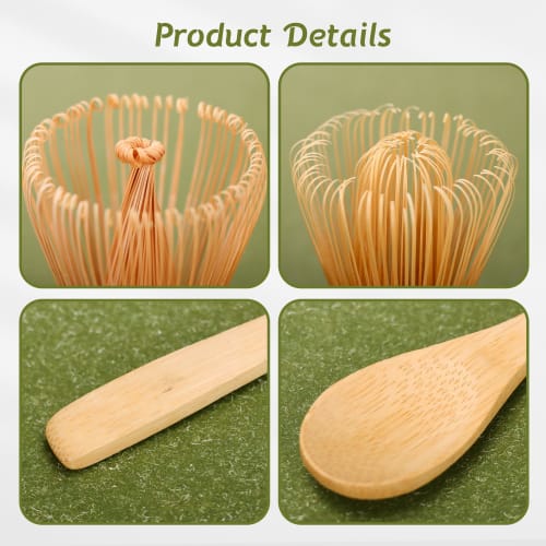 DiDiBirDi Tea Ceremony Utensils, Bamboo Chasen, Matcha Whisk, 100-Standing Tea Spoon (Set of 2)