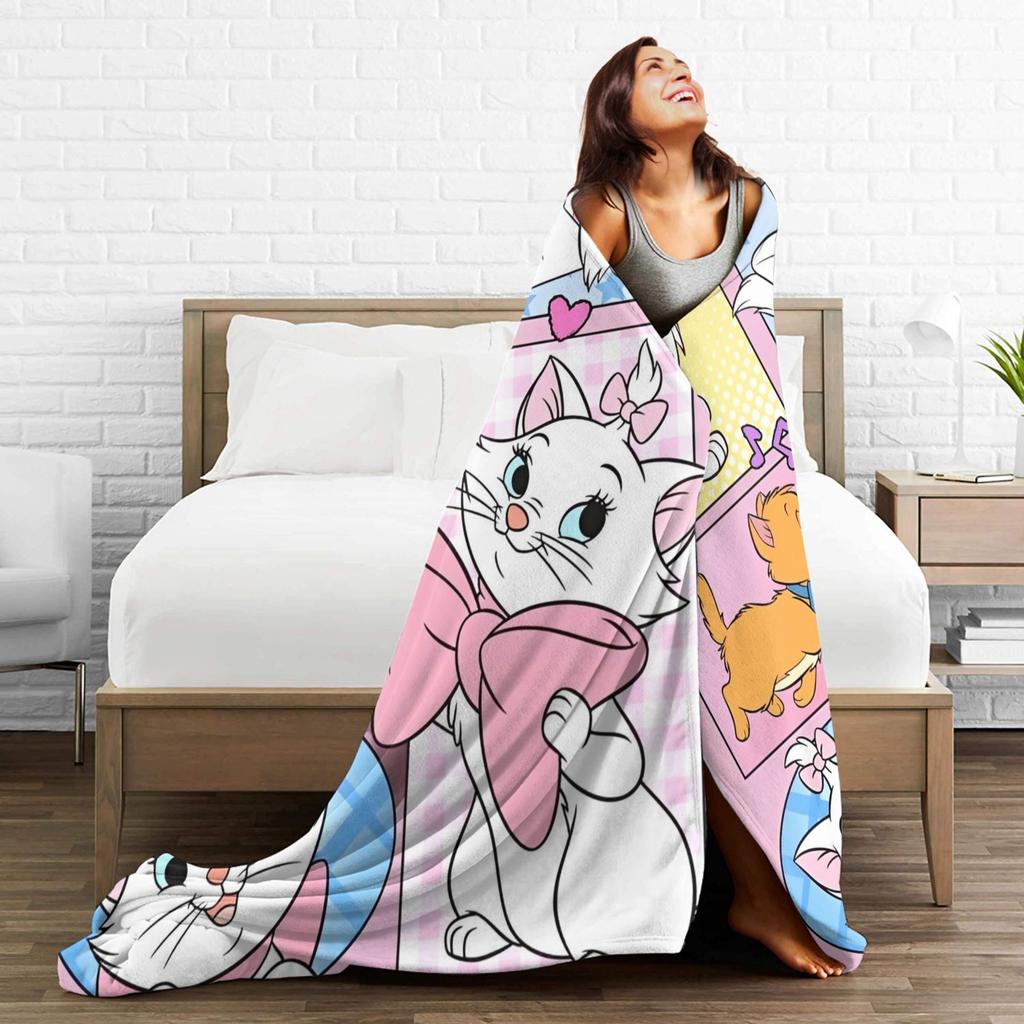 Aristocats Marie Cat Blankets Cartoon Flannel Funny Warm Throw Blankets for Bedspread  Winter,