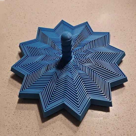 3D Printed Expanded Fidget Star with Handle Fractal Hexagon Sensory Toy