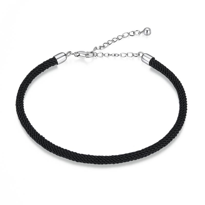 WOSTU 100% Real 925 Silver Red Black Gray White Rope Bracelet Classic Lucky Bangle Fit Beads Charms DIY Jewelry Making