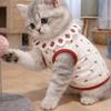 Cherry Pattern Cat Strawberry Vest Ruffled Collar Pet T-shirt Cat Lace Vest  Indoor Wear
