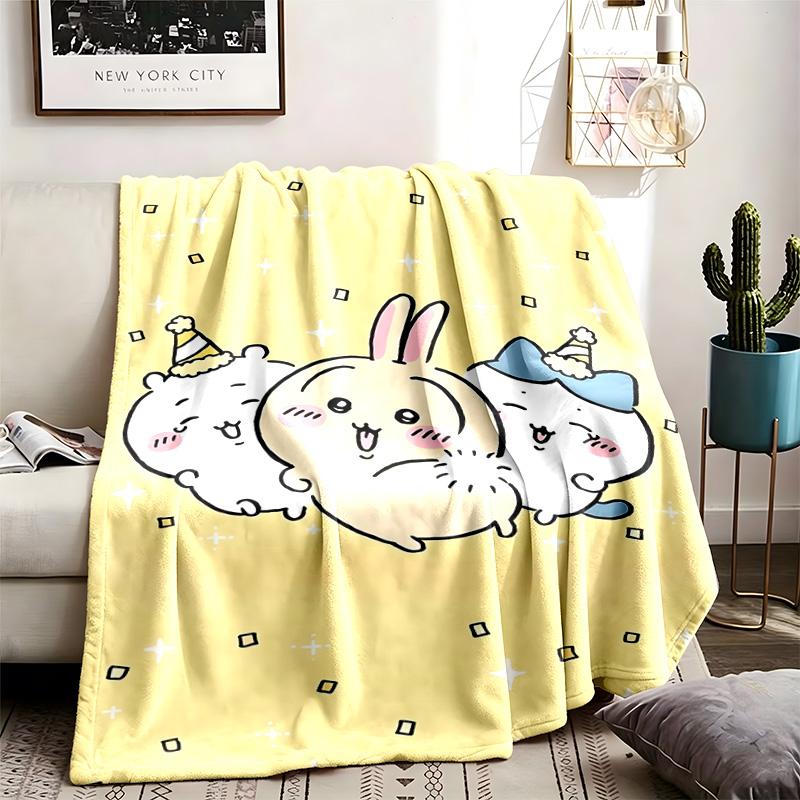 Chiikawa Theme Blanket Suitable For The Sofa Camping And Travel Made Of Soft Flannel Material An Ideal Gift For Occasions Such As Birthday