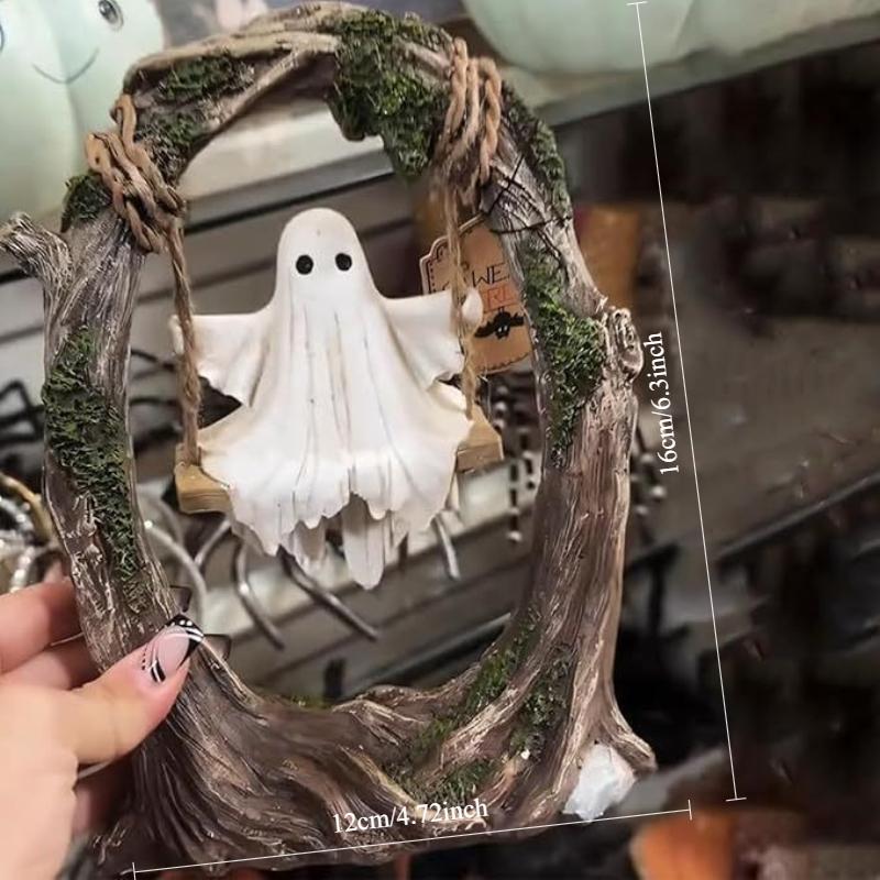 Resin Halloween Swing Cute Ghost Decoration Holiday Home Desktop Ornament Craft Gift
