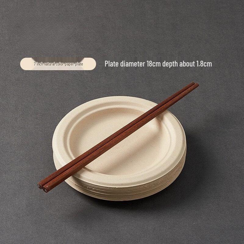Yingtang 7-inch Natural Wheat Straw Disposable Plates, 50-pack