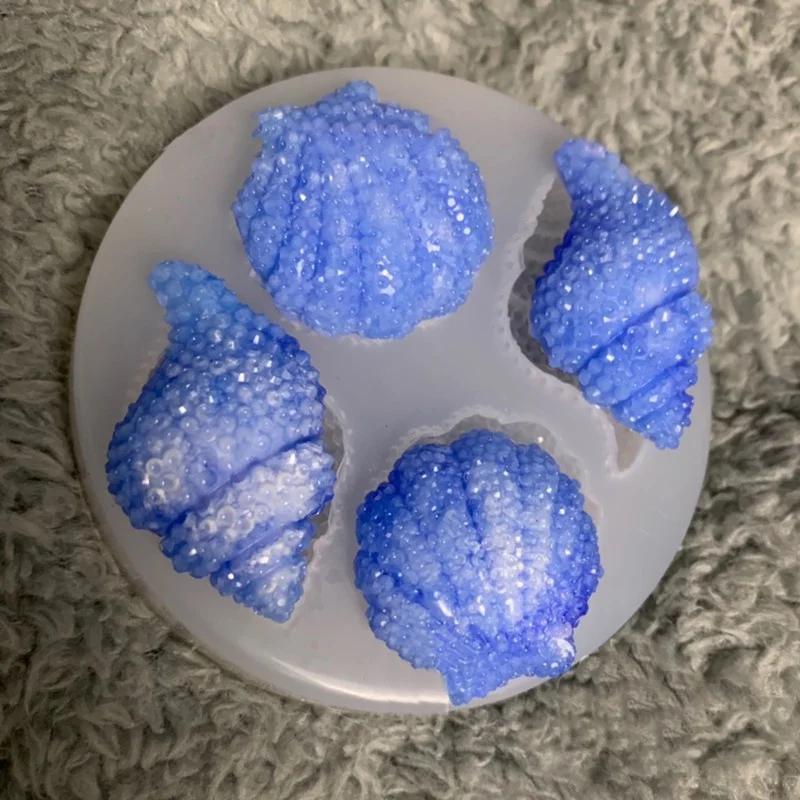 Creative Design Shell Conch Mirror Epoxy Silicone Abrasive Simulation Craft Ornament Chocolate Mold Kitchen Cake Baking Tool