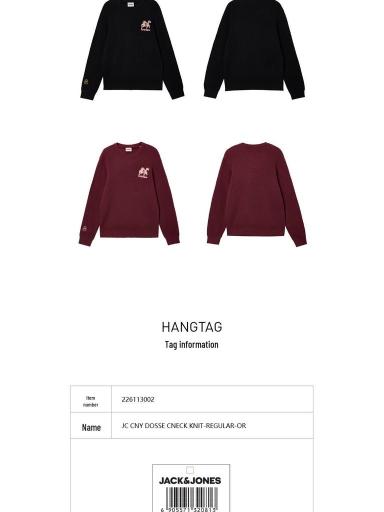 Jack&Jones Men's Embroidered Round Neck Knit Sweater