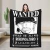Zoro Wanted Luffy Anime  Blanket  Flannel Throw Blanket Bedroom Sofa Printed Ultra-Soft Warm Bedsprea,