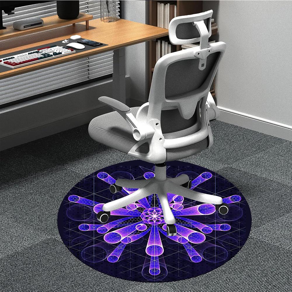 

1pc Abstract Mandala Design Chair Carpet for Office - Indoor Non-Slip Washable Polyester Fiber Carpet, Soft Comfortable Mat For Office yy250928063 80cm by 80cm