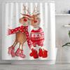 Cartoon Elk Print Shower Curtain 180*180cm Bathroom Waterproof Shower Curtain