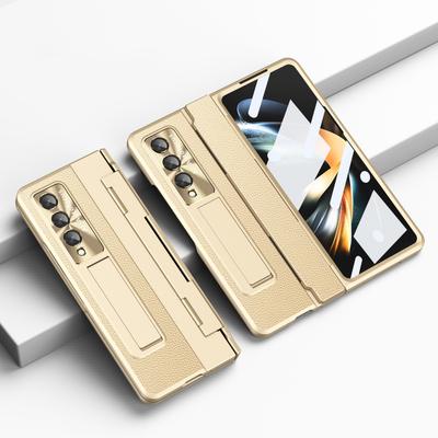 Comfortable Leather Folding Coque Case For Samsung Galaxy Z Fold 4 5g Fold4 Fold3 Fold 3 Zfold4 Screen Tempered Glass Film Cases
