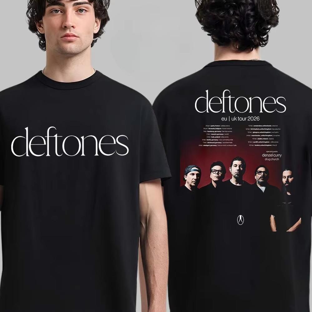 Deftones Band 2026 Herren Baumwolle Y2k Grafik Hiphop Dunkler Stil Shirt Geeignet für Männer und Frauen Sommer Bedruckte T-Shirts