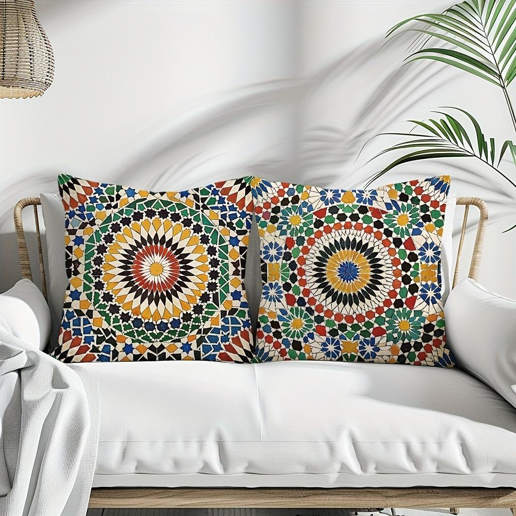 Colorful Mosaic Pattern Pillow CoversLiving room sofa cushion cover, soft and comfortable, bedroom room decoration