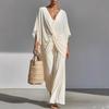 Women's Summer V-Neck Loose Pleated Dress - Resort Style Long Skirt