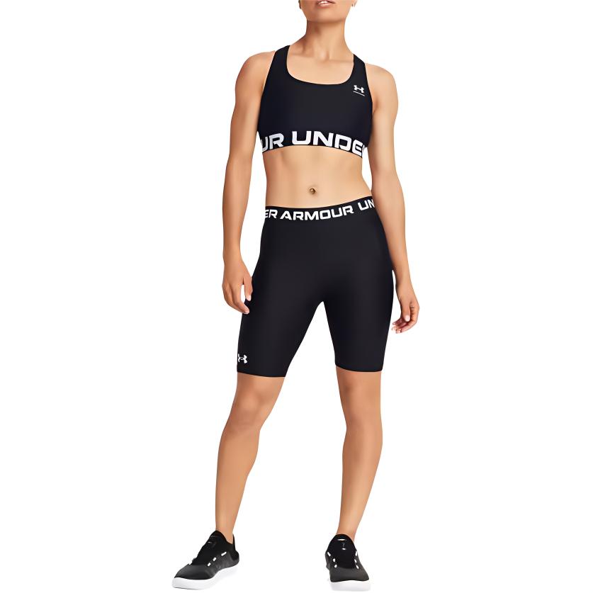Under Armour Breathable Comfortable Butt-Lifting Skin-Friendly Letter Logo Printed Sports Shorts Women Shorts Black 1384003-001