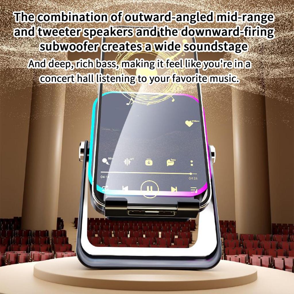 Induction Speaker For Phone with Light Foldable Station 10W Phone Holder Wireless Charger Speaker for Home Office Travel