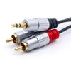 Qoltec Kabel 2x Cinch / Mini-Klinke 3,5 mm Stecker | 2m | Schwarz