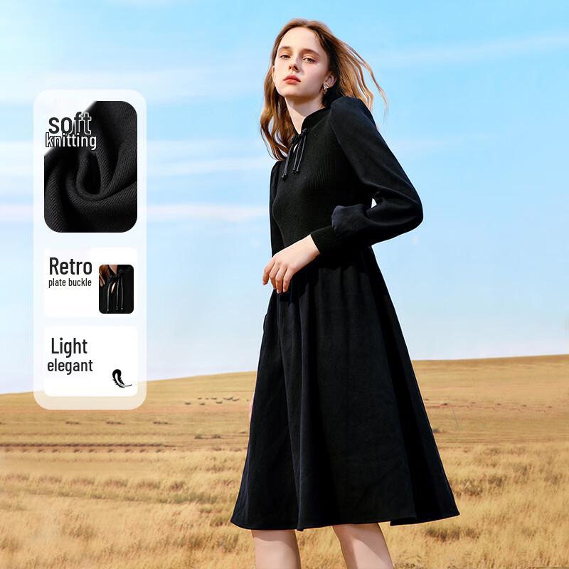 

New Chinese Style Knitted Stand-up Collar Dress L