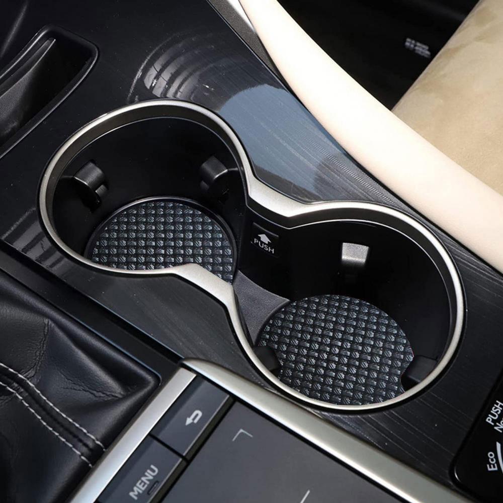 2x Car Universal Water Coaster PU Leather Woven Pad Foam Mat Cup Bottle Holder Anti-slip Waterproof Pad Mat Interior Accessories