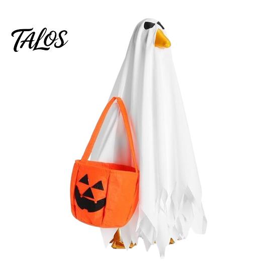 Halloween Goose Costume Ghost Outfit, Christmas Porch Apparel, Festive Thanksgiving Outfit for 23 Inch Statue, Outdoor Garden Yard Lawn Decoration