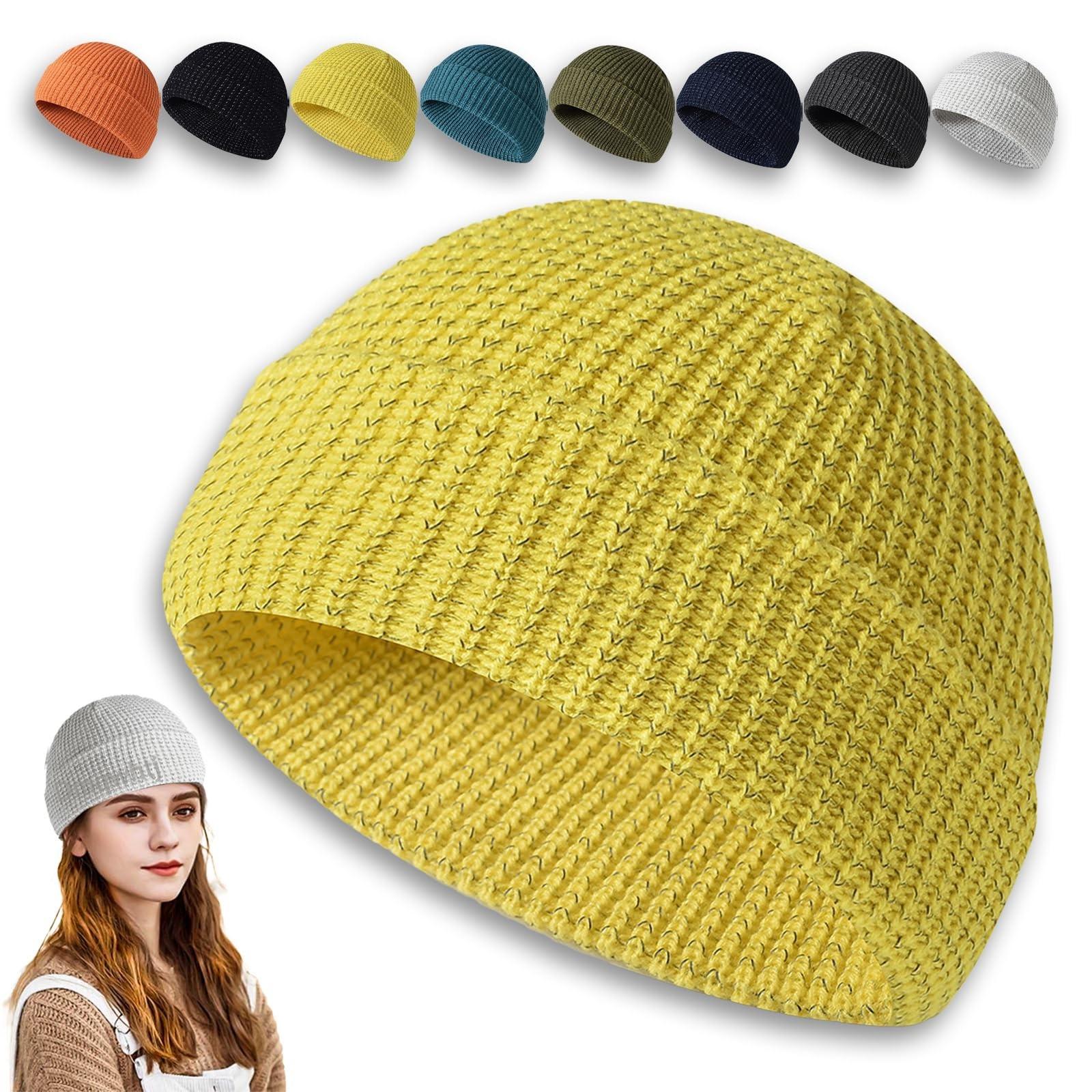 

Ночная светоотражающая шелковая вязаная шапка для зимних видов спорта на открытом воздухе светоотражающая шапка для бега шапка-персонаж шапка Melon Skin шапка One Size жёлтый