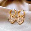 2026 New Exquisite Heart Crystal Drop Earrings for Women Luxury Gold Color Temperament Ear Buckle Wedding Jewelry Accessories