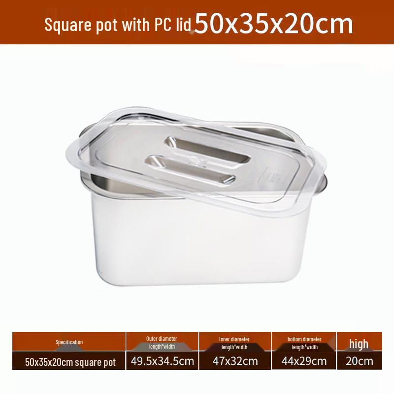 ShengJia 304 Stainless Steel Square Food Pan with Lid