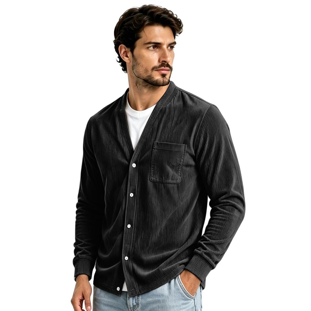 Men's Casual Color Loose Fit Top with Pockets