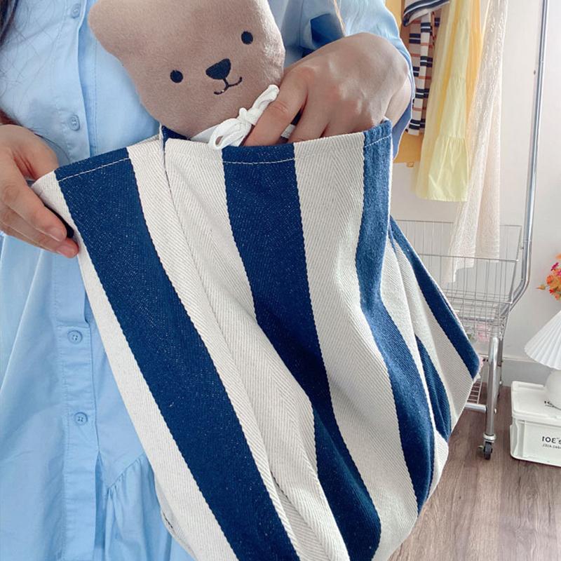 Große Canvas-Henkeltasche Damen Sommer Streifen Einfache Damen Freizeit-Handtasche Outdoor-Umhängetasche