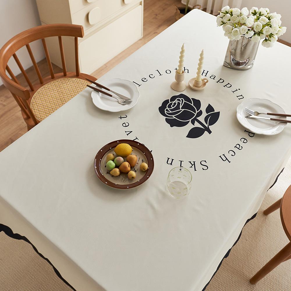 Light Luxury Atmosphere Waterproof French Retro Dining Table Mat: Table Anti-Scald Tablecloth Coffee Table Tablecloth