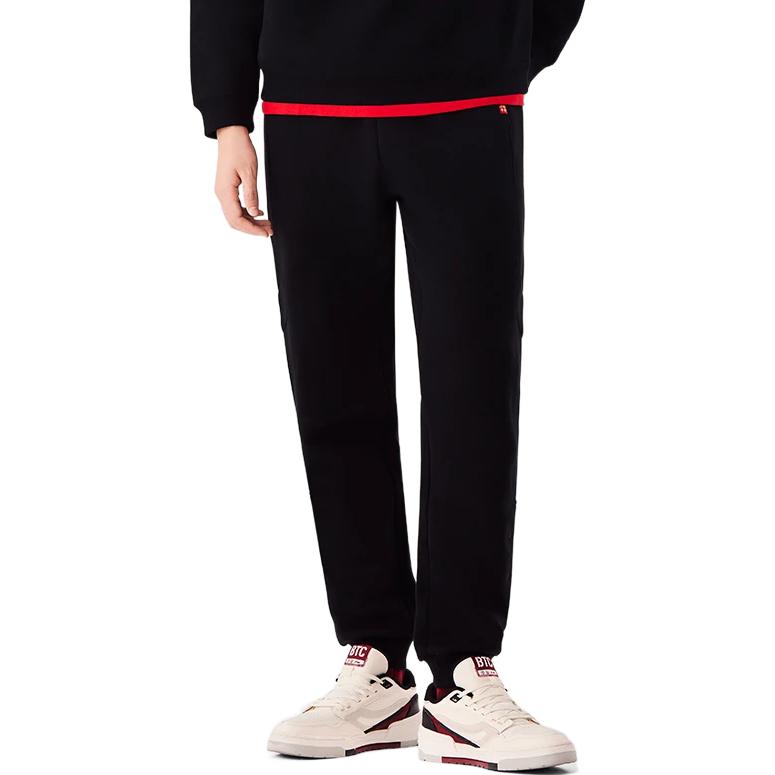 Li-Ning Daily Prosperity Series Sports Lifestyle New Year Theme Solid Color Label Elastic Cuff Knitted Sports Pants Men Bottoms Black AKLT017-4