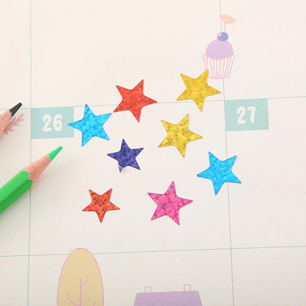 Laser colored sparkling reflective pentagram stickers reward DIY decorative star stickers