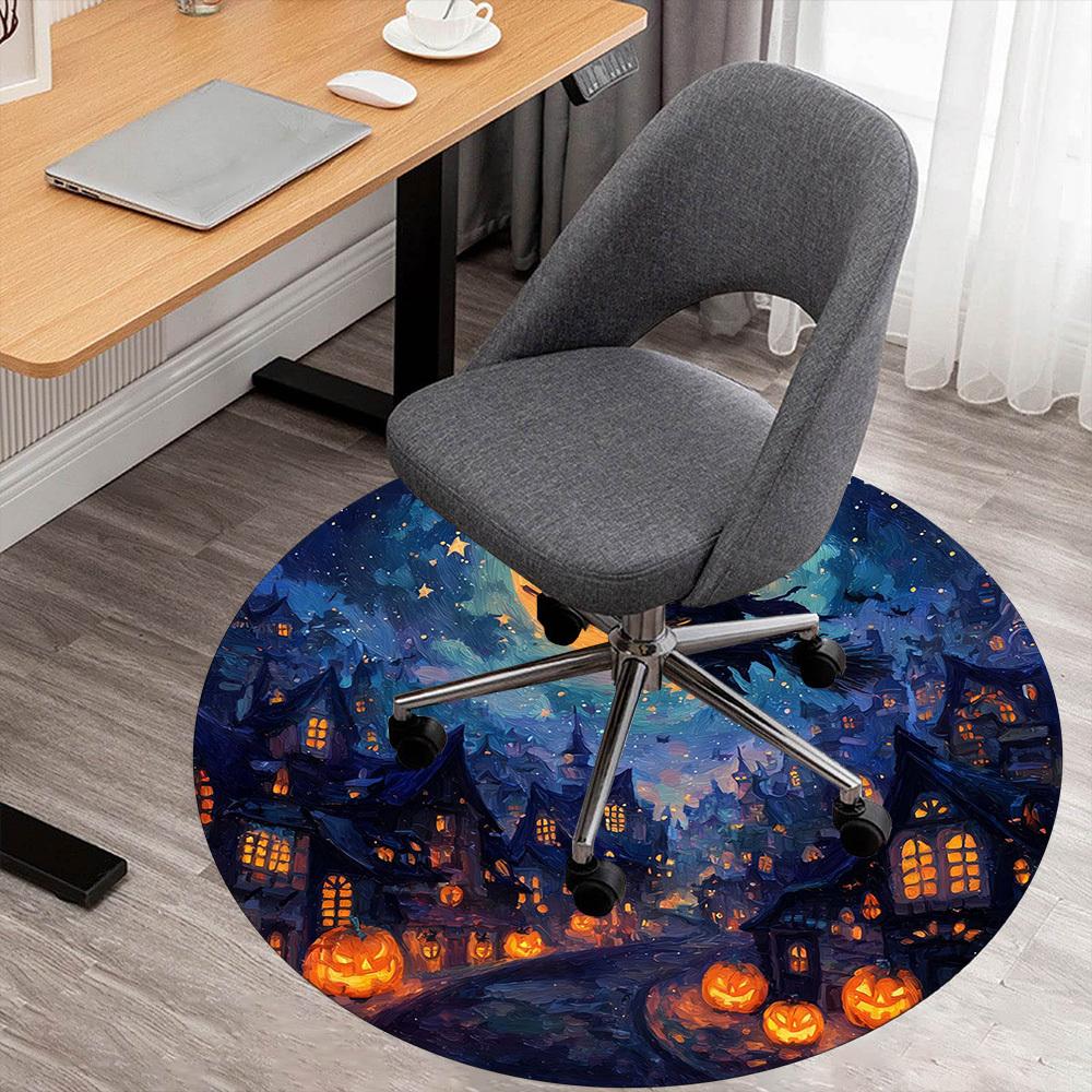 

1pc Halloween Witch Round Chair mat office Area Rug - Non-Slip, Floor Mat for Office, Bedroom, Ideal home decor gift c0112021 80cm