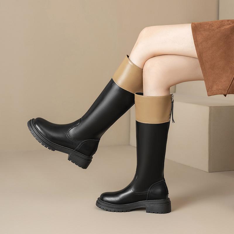 Inner height increase 2025 new autumn and winter new color matching boots thick sole but knee high boots long boots knight boots women