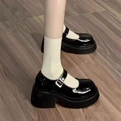 Platformové boty s mašlí malé kožené boty dámské nový styl jk Mary Jane Love jednobarevné boty