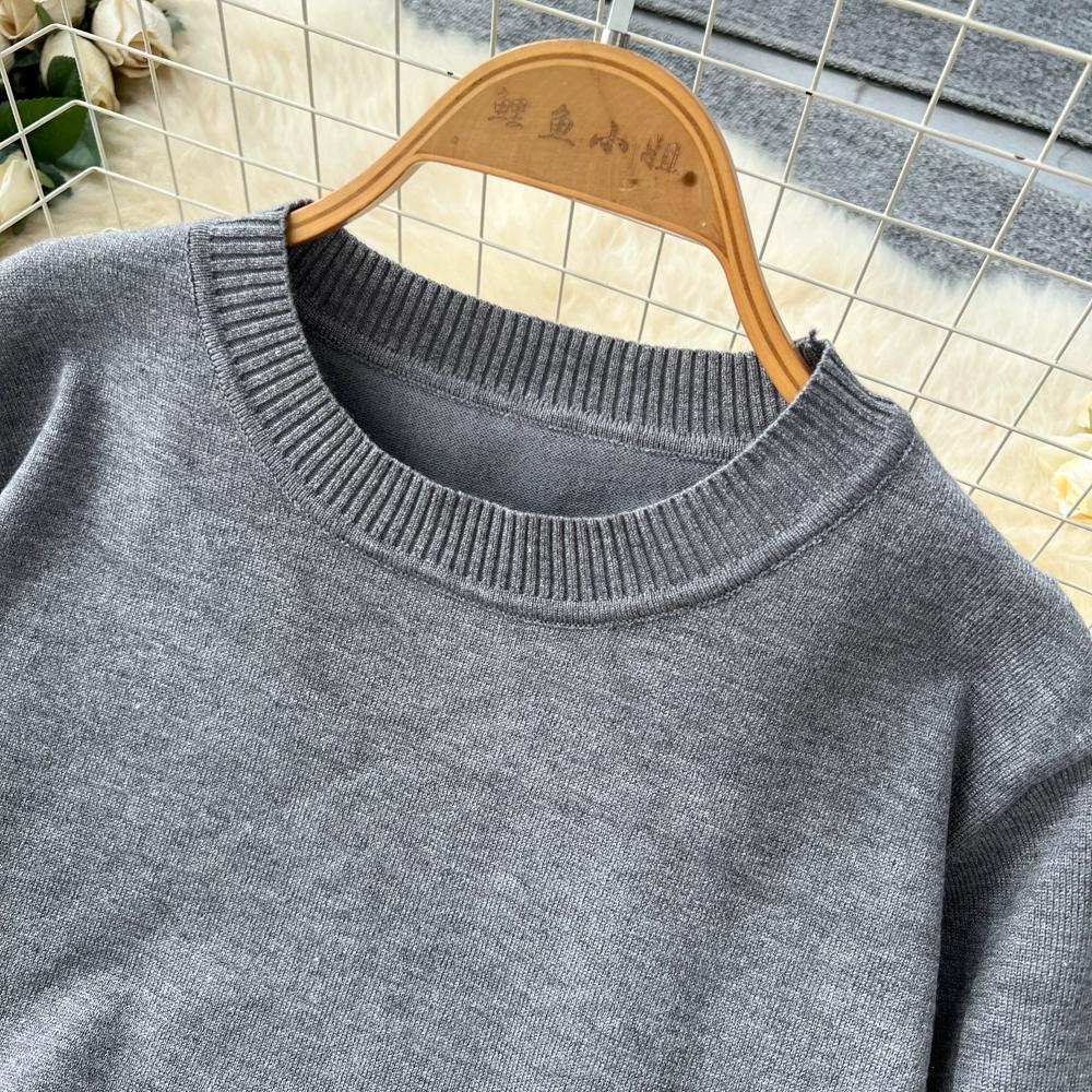 Herbst Winter Damen Lässig Gestrickter Pullover Hose Zweiteiler Langarm Pullover Oberteile und Weitbein Hose Trainingsanzug